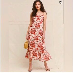 NWT Reformation Emersyn Dress - Red & White Toile